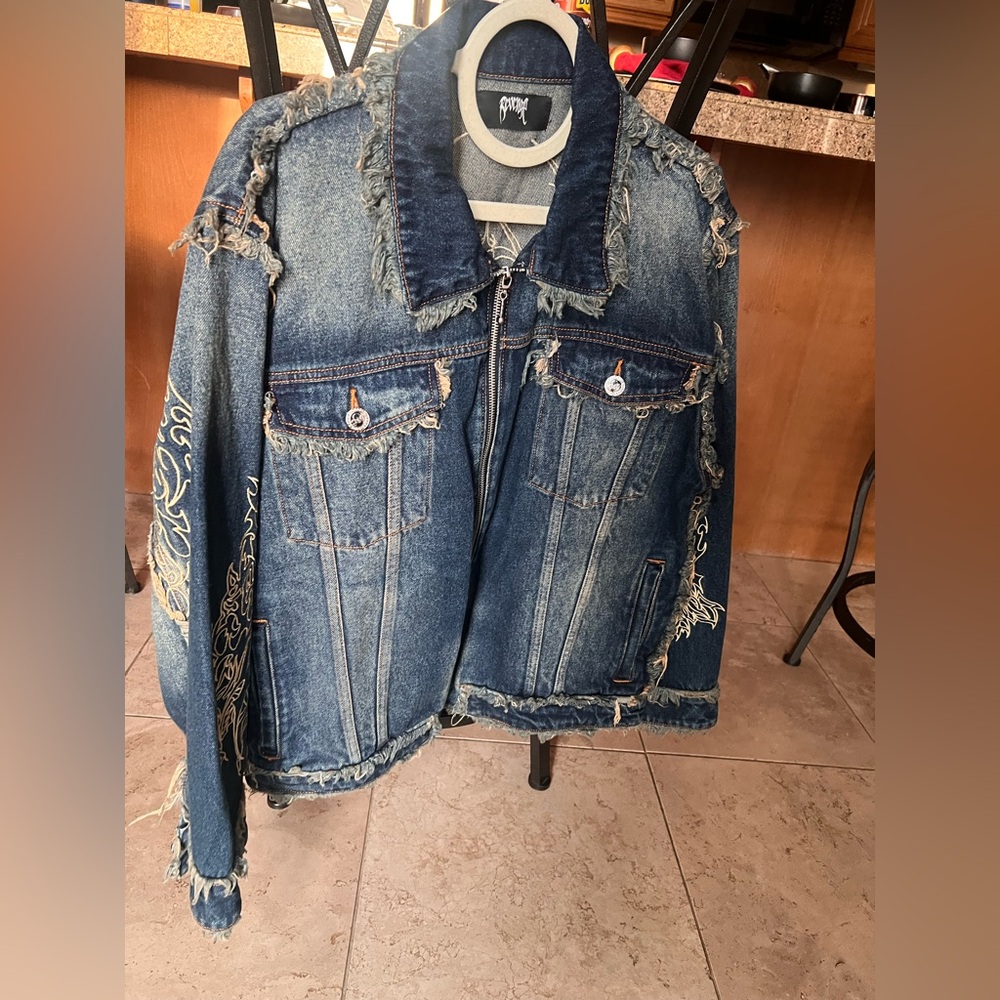 TRIBAL CROSS DENIM JACKET COPPER